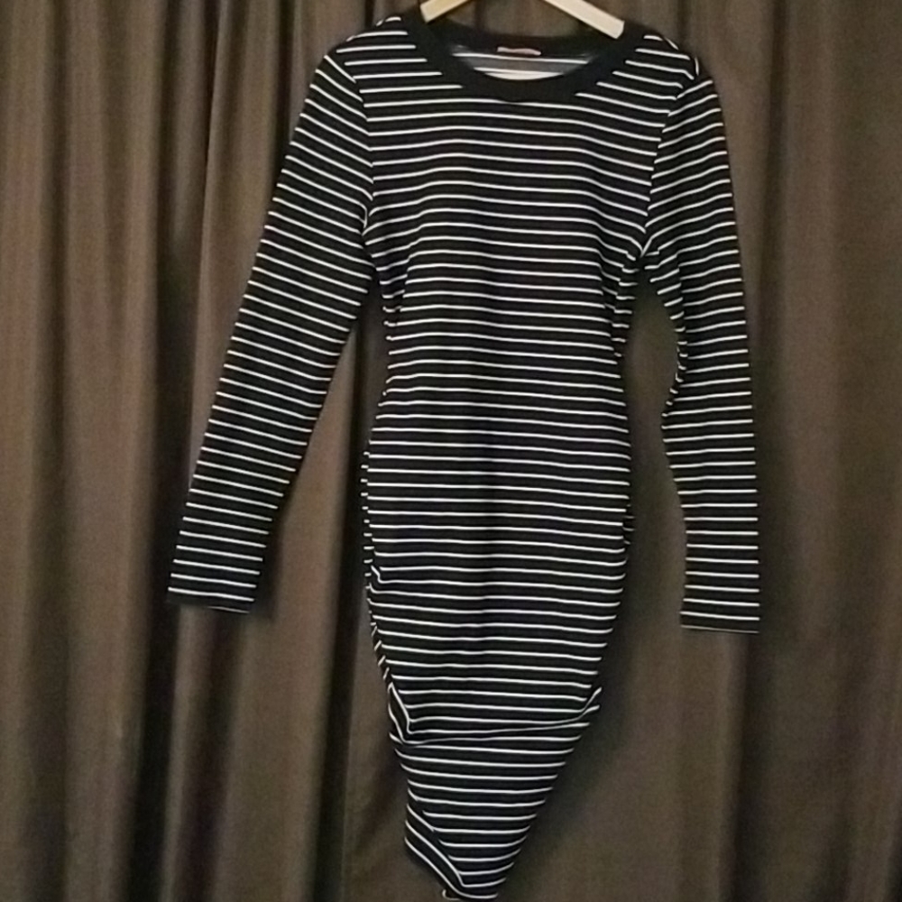 Isla brand striped body con dress